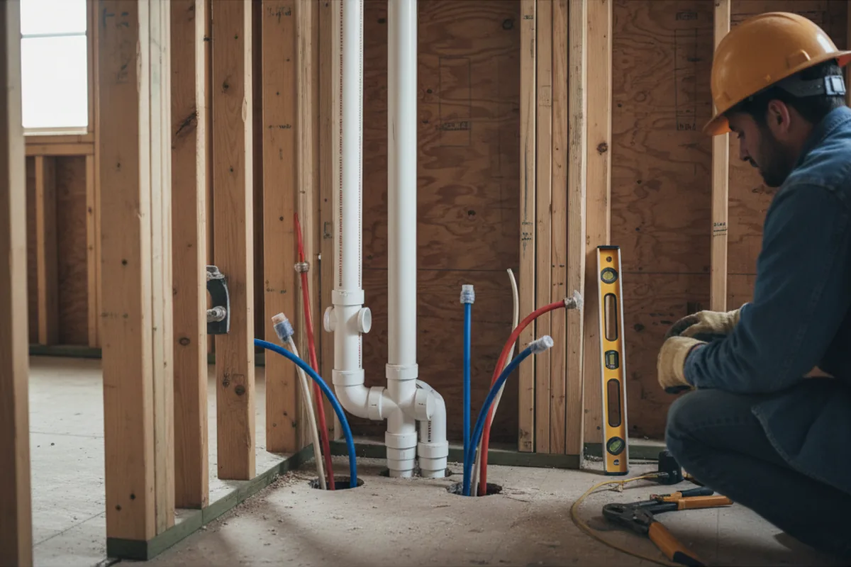 Drain and supply rough-in during Drain Cleaning in Irwin